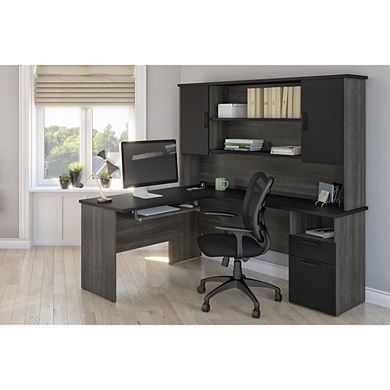 Bestar L-Shaped Desk with Hutch