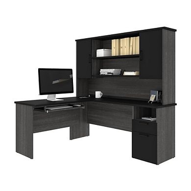 Bestar L-Shaped Desk with Hutch