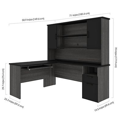 Bestar L-Shaped Desk with Hutch