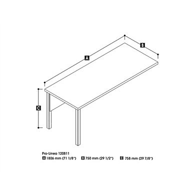 Bestar 72W Return Table with Metal Legs