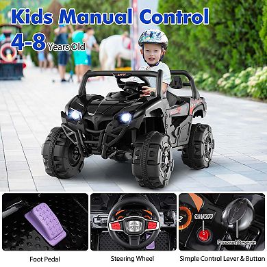 Costway 12V Kids Ride on Truck with Remote Control Slow Start Safety Belt Rear Storage Black