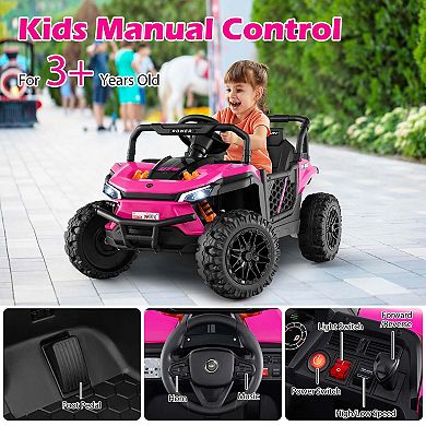 Costway 12V Kids Ride on Truck with Parental Remote 3 Speeds & Reverse Forward Function