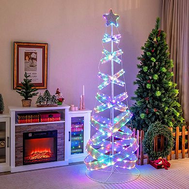 Costway 7 FT Outdoor Spiral Christmas Tree Pre-lit Christmas Tree with 341 LED Lights