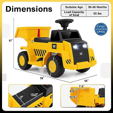 Costway Ride on Dump Truck with One-Button Start Horn Adjustable Dump Bed Treaded Wheels