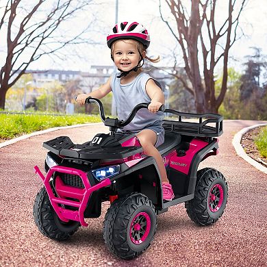 Costway 24V Kids Ride on Electric ATV Car Toy with Spring Suspension & LED Lights USB