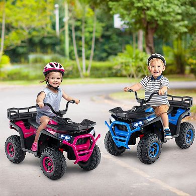 Costway 24V Kids Ride on Electric ATV Car Toy with Spring Suspension & LED Lights USB