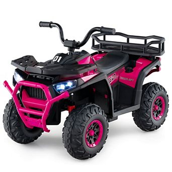 Costway 24V Kids Ride on Electric ATV Car Toy with Spring Suspension & LED Lights USB