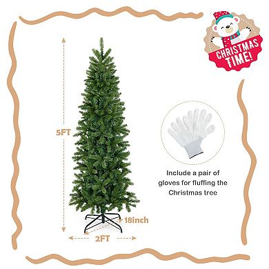 Costway 5FT Pre-Lit Hinged Artificial Christmas Tree with 390 Tips & 180 Multicolor Lights
