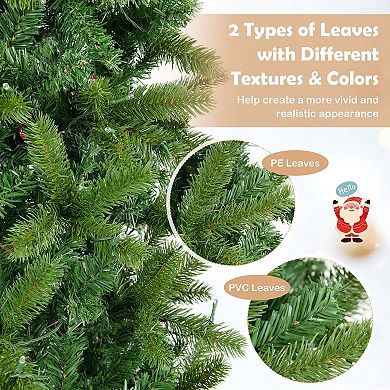 Costway 5FT Pre-Lit Hinged Artificial Christmas Tree with 390 Tips & 180 Multicolor Lights