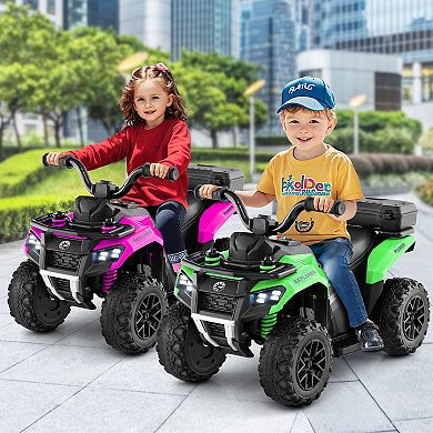 Costway 6V Toddler Ride On Electric Car ATV with Lights & Music & USB Port Storage Box Toy Car