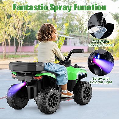 Costway 6V Toddler Ride On Electric Car ATV with Lights & Music & USB Port Storage Box Toy Car