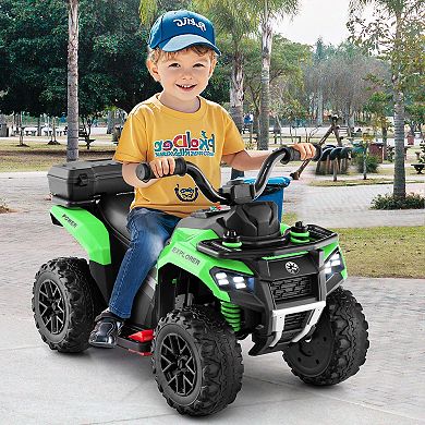 Costway 6V Toddler Ride On Electric Car ATV with Lights & Music & USB Port Storage Box Toy Car