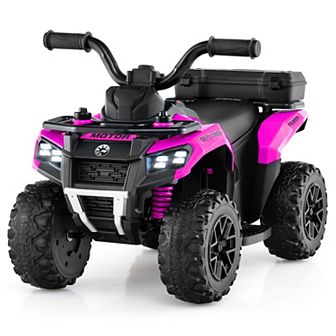 Costway 6V Toddler Ride On Electric Car ATV with Lights & Music & USB Port Storage Box Toy Car