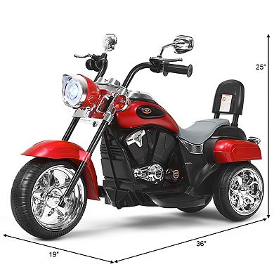 Costway 6V Kids Ride on Chopper Motorcycle 3 Wheel Trike with Headlight and Horn Racing