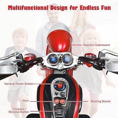 Costway 6V Kids Ride on Chopper Motorcycle 3 Wheel Trike with Headlight and Horn Racing