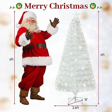 Costway 5/6/7 FT Artificial Xmas Tree with 170/230/270 PET Branch Tips 24/36/48 LED Lights