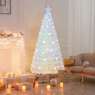 Costway 5/6/7 FT Artificial Xmas Tree with 170/230/270 PET Branch Tips 24/36/48 LED Lights