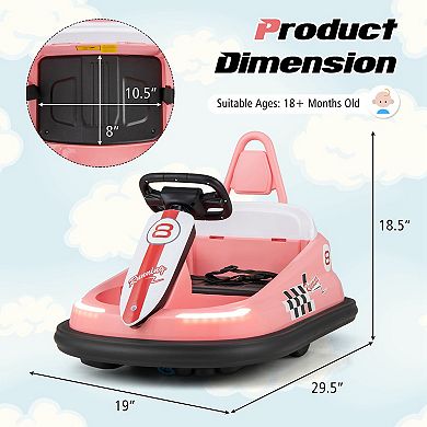 Costway 6V Electric Kids Ride-on Bumper Car with 360° Spinning Dual Motors 2 Speeds Green/Pink