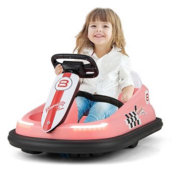 Costway 6V Electric Kids Ride-on Bumper Car with 360° Spinning Dual Motors 2 Speeds Green/Pink