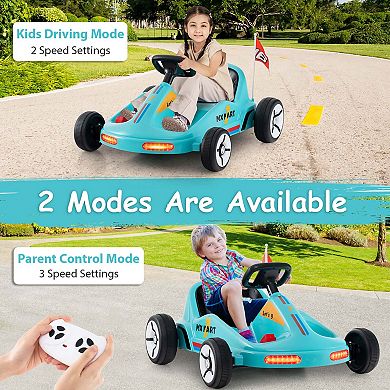 Costway 12V Kids Electric Go Kart 7AH Battery Powered Ride on Race Toy with Remote Control