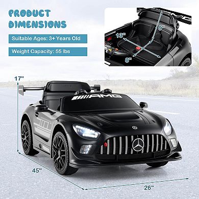 Costway Ride on Car Licensed Mercedes-AMG GT3 Kids Car with Remote Control 3 Speeds