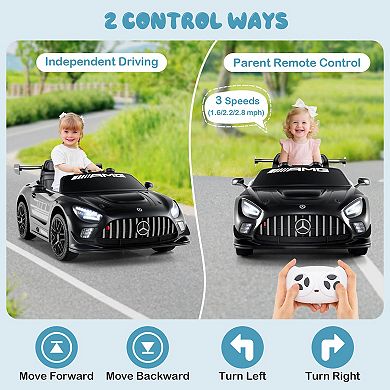 Costway Ride on Car Licensed Mercedes-AMG GT3 Kids Car with Remote Control 3 Speeds