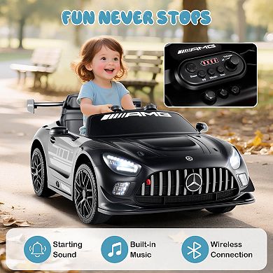 Costway Ride on Car Licensed Mercedes-AMG GT3 Kids Car with Remote Control 3 Speeds
