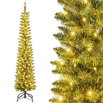 Costway 5/6/7/8/9 FT Pre-Lit Pencil Christmas Tree