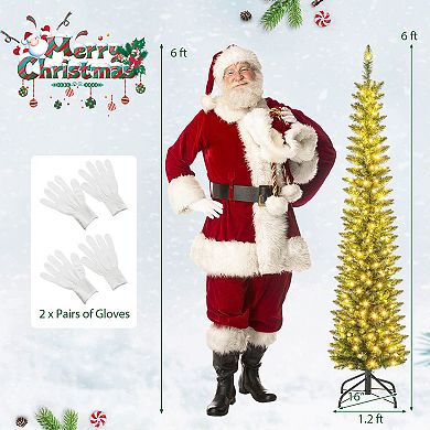 Costway 5/6/7/8/9 FT Pre-Lit Pencil Christmas Tree