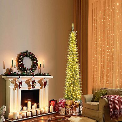Costway 5/6/7/8/9 FT Pre-Lit Pencil Christmas Tree