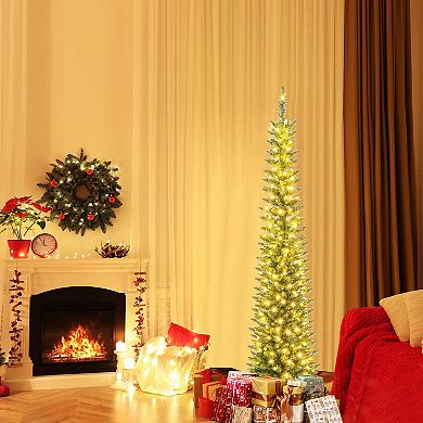 Costway 5/6/7/8/9 FT Pre-Lit Pencil Christmas Tree