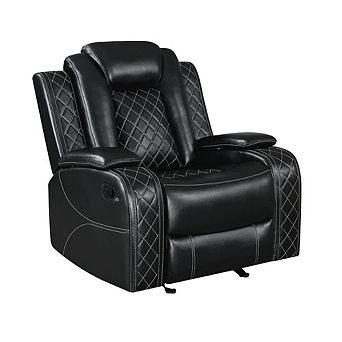 New Classic Furniture Orion II Faux Leather Glider Recliner, Black