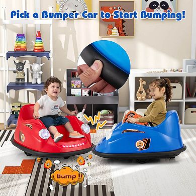 Costway Ride on Bumper Car for Kids with Remote Control 360 Degree Spin LED Light Red/Pink/Navy/Blue
