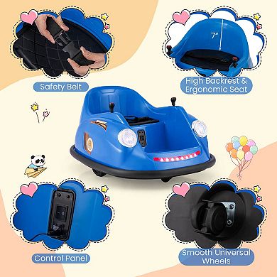 Costway Ride on Bumper Car for Kids with Remote Control 360 Degree Spin LED Light Red/Pink/Navy/Blue
