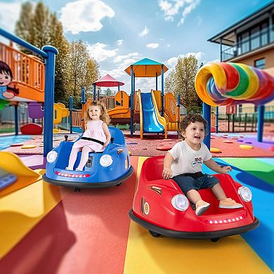 Costway Ride on Bumper Car for Kids with Remote Control 360 Degree Spin LED Light Red/Pink/Navy/Blue