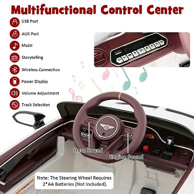 Costway 12V Licensed Bentley Bacalar Kids Electric Ride-on Car with Remote Control
