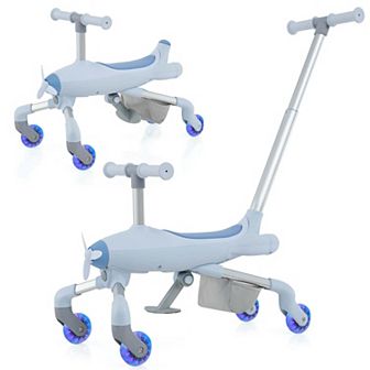 Costway 2-in-1 Kids Ride-on Push Car with LED Lighted Wheels Removable & Adjustable Handle