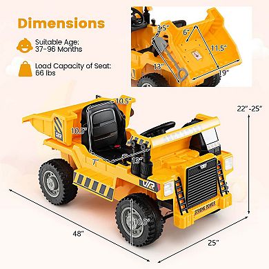 Costway Kids Ride-On Dump Truck with Wireless Connection Music LED Lights Soft Start Green/Yellow