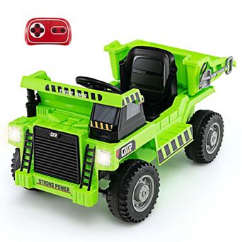 Costway Kids Ride-On Dump Truck with Wireless Connection Music LED Lights Soft Start Green/Yellow