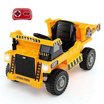 Costway Kids Ride-On Dump Truck with Wireless Connection Music LED Lights Soft Start Green/Yellow