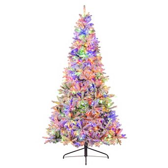 Costway 7 FT Half Artificial Pre-Lit Xmas Christmas Tree with 852 Branch Tips
