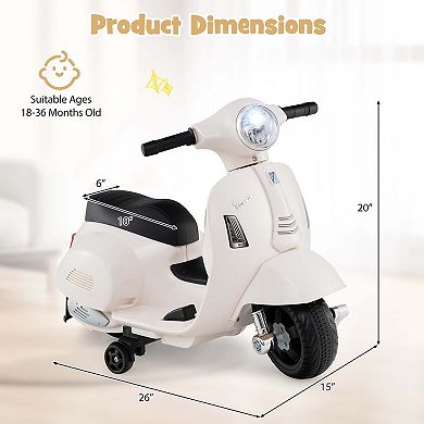 Costway Kids Ride on Motorcycle with Training Wheels Headlight Horn 6V Battery White/Pink/Green