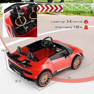 Costway 4WD 2-Seater Ride on Car, Licensed Lamborghini Kids’ Vehicles with Remote Control
