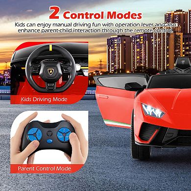 Costway 4WD 2-Seater Ride on Car, Licensed Lamborghini Kids’ Vehicles with Remote Control