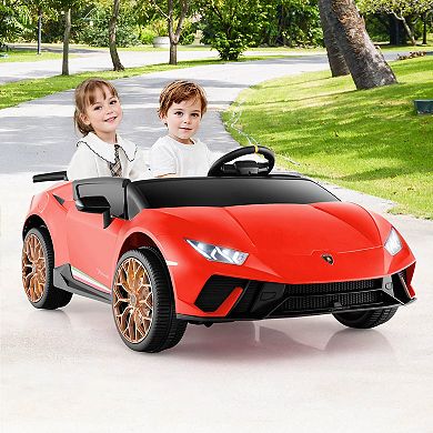 Costway 4WD 2-Seater Ride on Car, Licensed Lamborghini Kids’ Vehicles with Remote Control