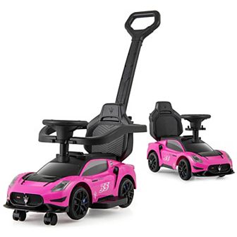 Costway 3-in-1 Ride on Push Car Maserati Licensed Foot to Floor Kids Sliding Walking Car Pink/White
