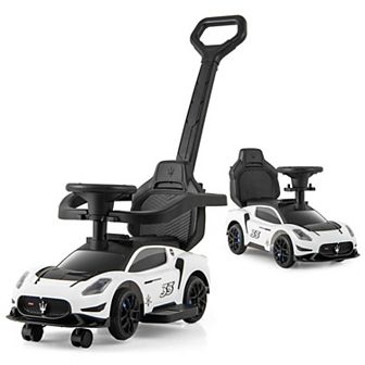Costway 3-in-1 Ride on Push Car Maserati Licensed Foot to Floor Kids Sliding Walking Car Pink/White