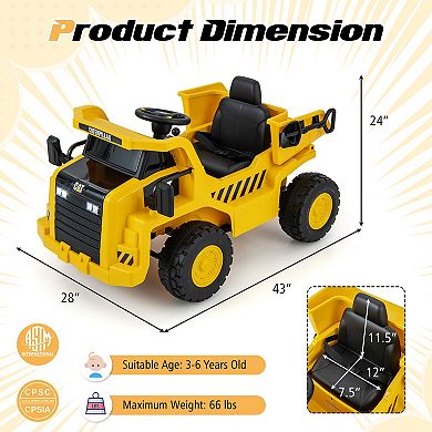 Costway Kids Ride on Dump Truck with 2.4G Remote Control Working Megaphone Sand Shovel