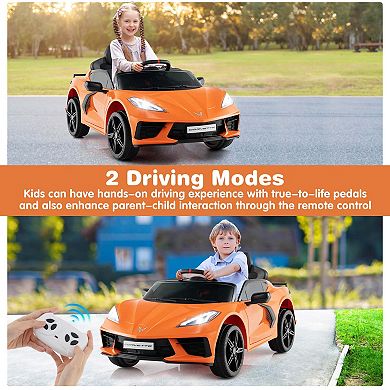 Costway 12V Electric Kids Ride On Car with Remote Control Wireless Connection Lights