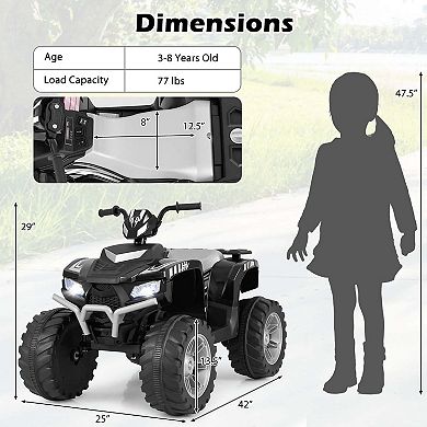 Costway 24V Kids Ride-On Electric ATV 4-Wheeler Quad Car with Wireless Connection